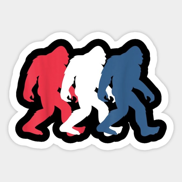 4th of July Bigfoot Red White and Blue Gift Sasquatch Merica Sticker by Haley Tokey